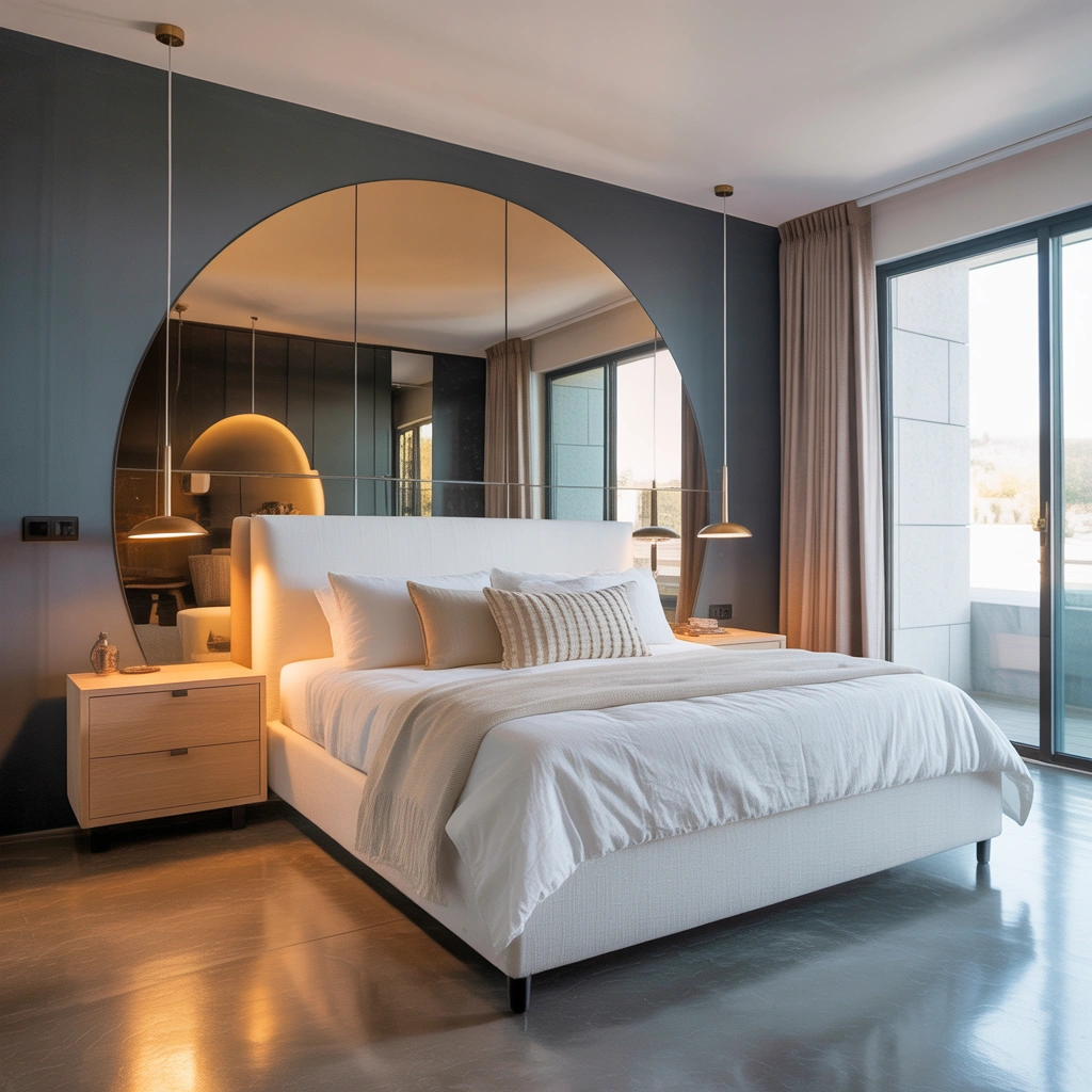 Use a Large Mirror Behind or Above the Bed