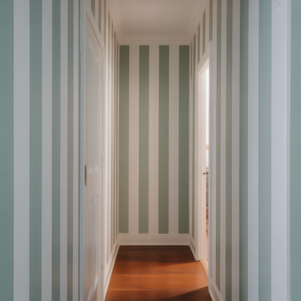 Vertical Painted Stripes to Make the Hallway Feel Taller
