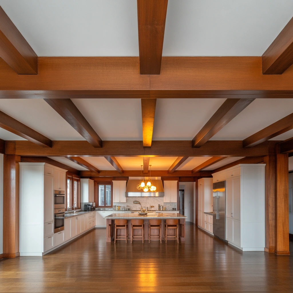 Wooden Beam Ceiling for a Warm Kitchen Look