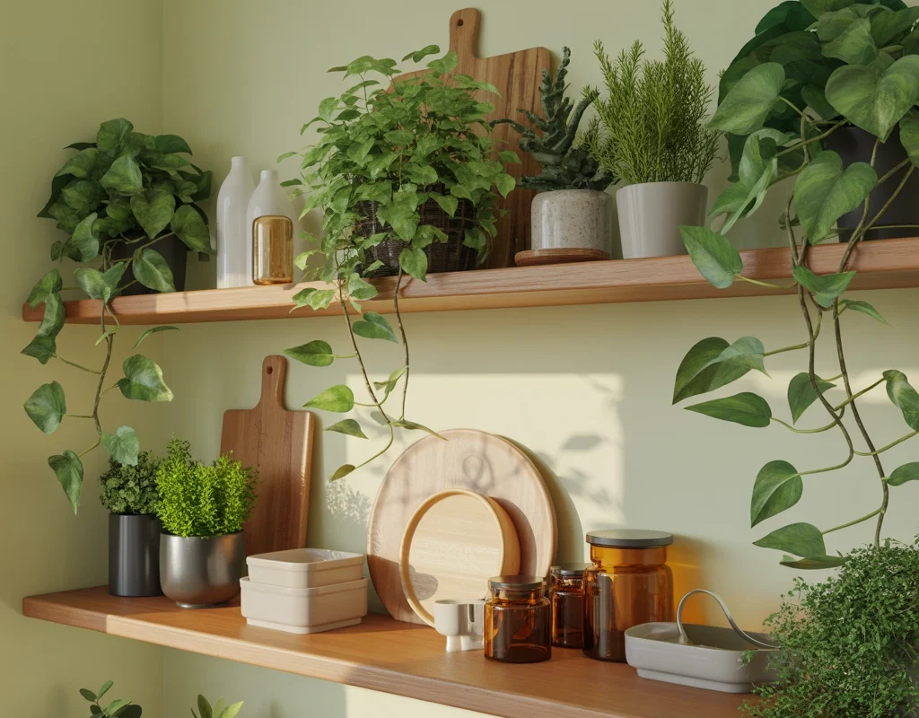 Bring Life to the Shelves With Greenery