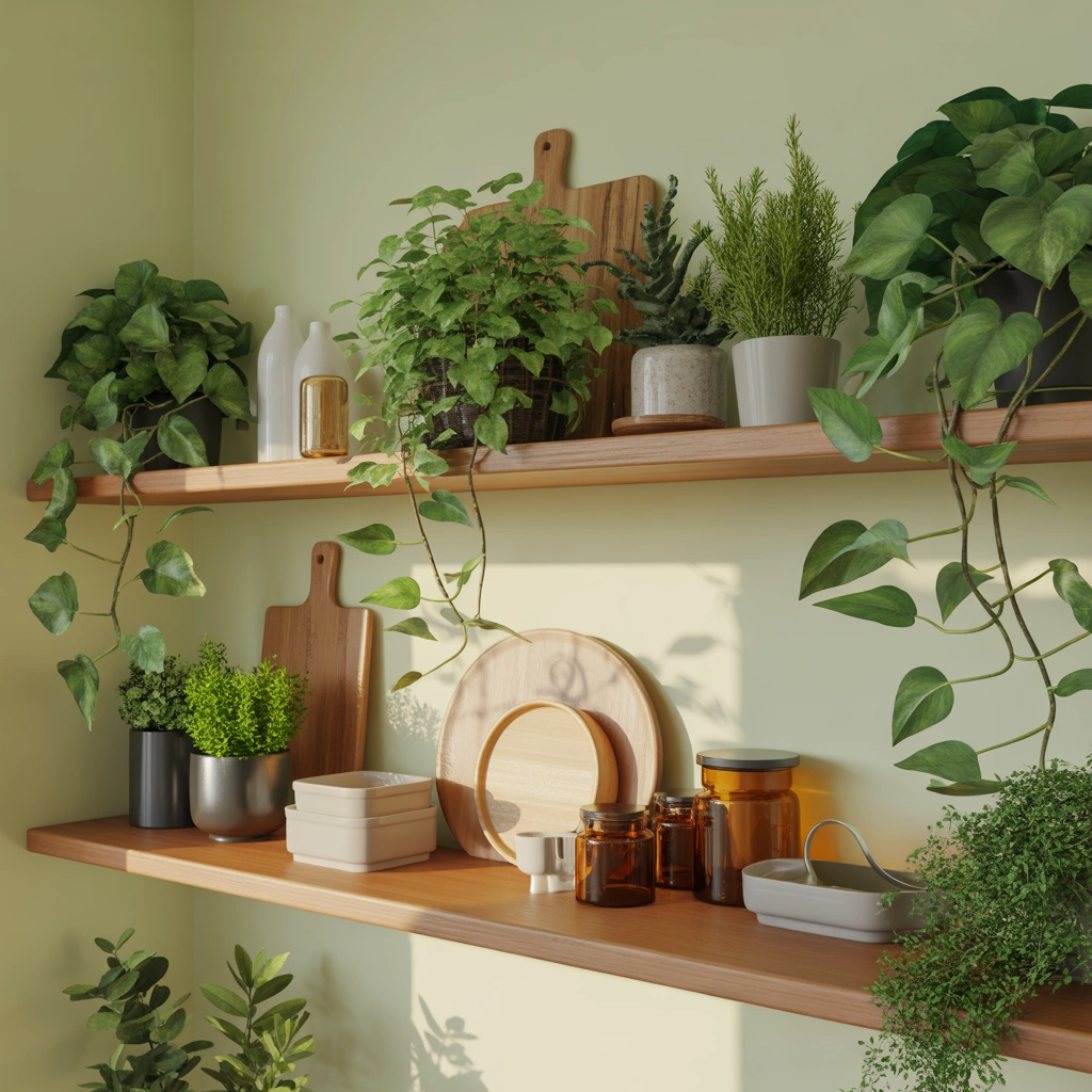 Bring Life to the Shelves With Greenery