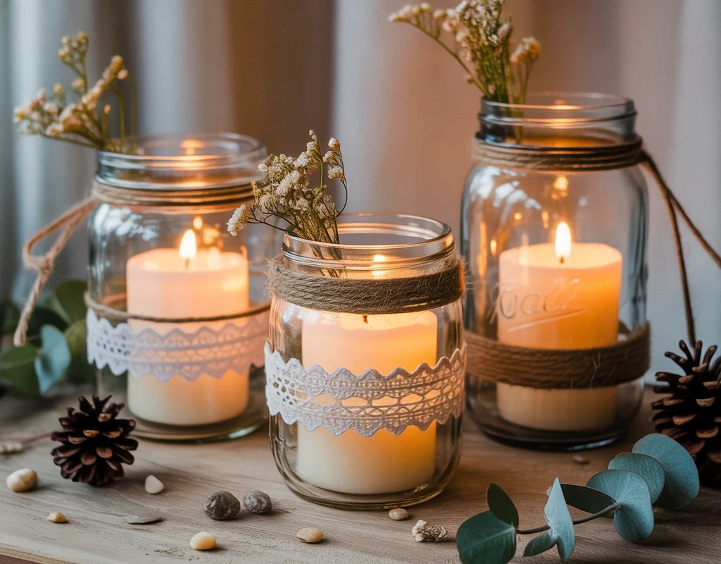 Decorate Mason Jar Candle Holders
