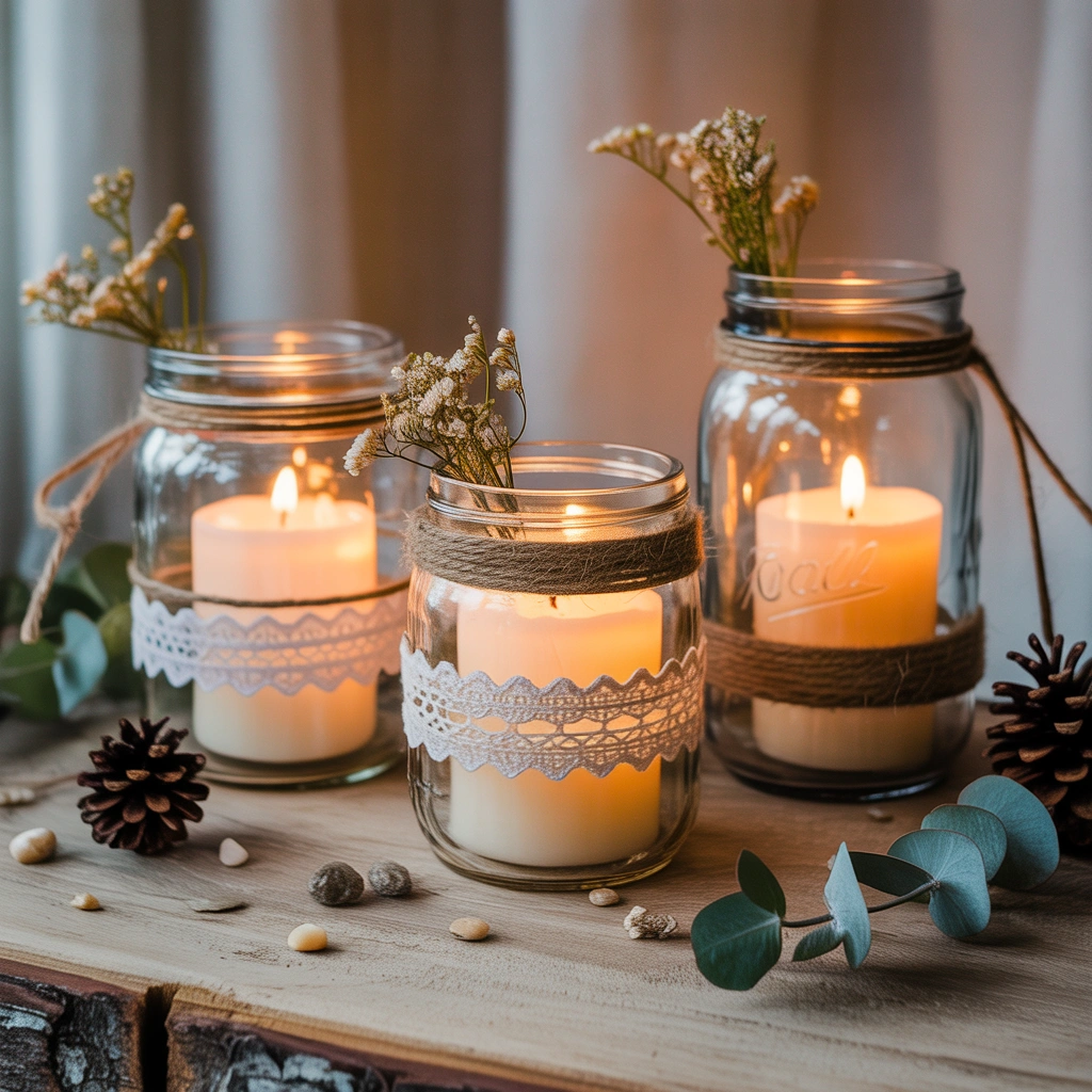 Decorate Mason Jar Candle Holders