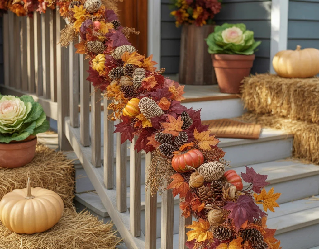 Decorate the Railing With Fall Garland
