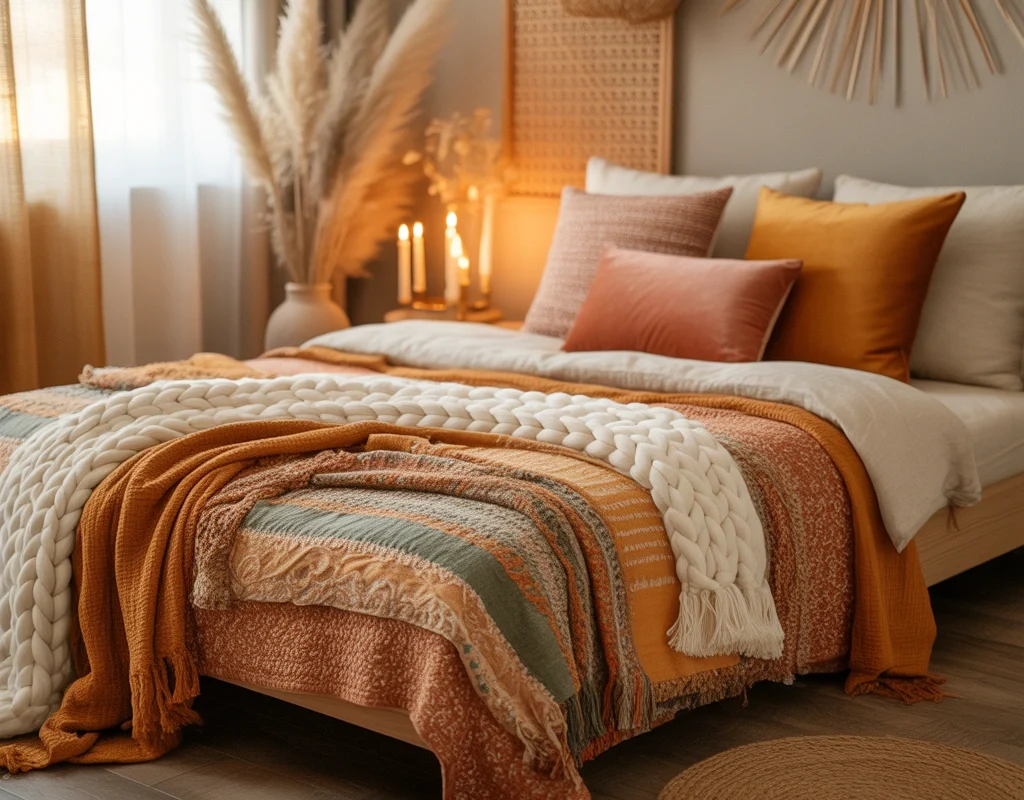 Layer Different Textiles for a Cozy Boho Look