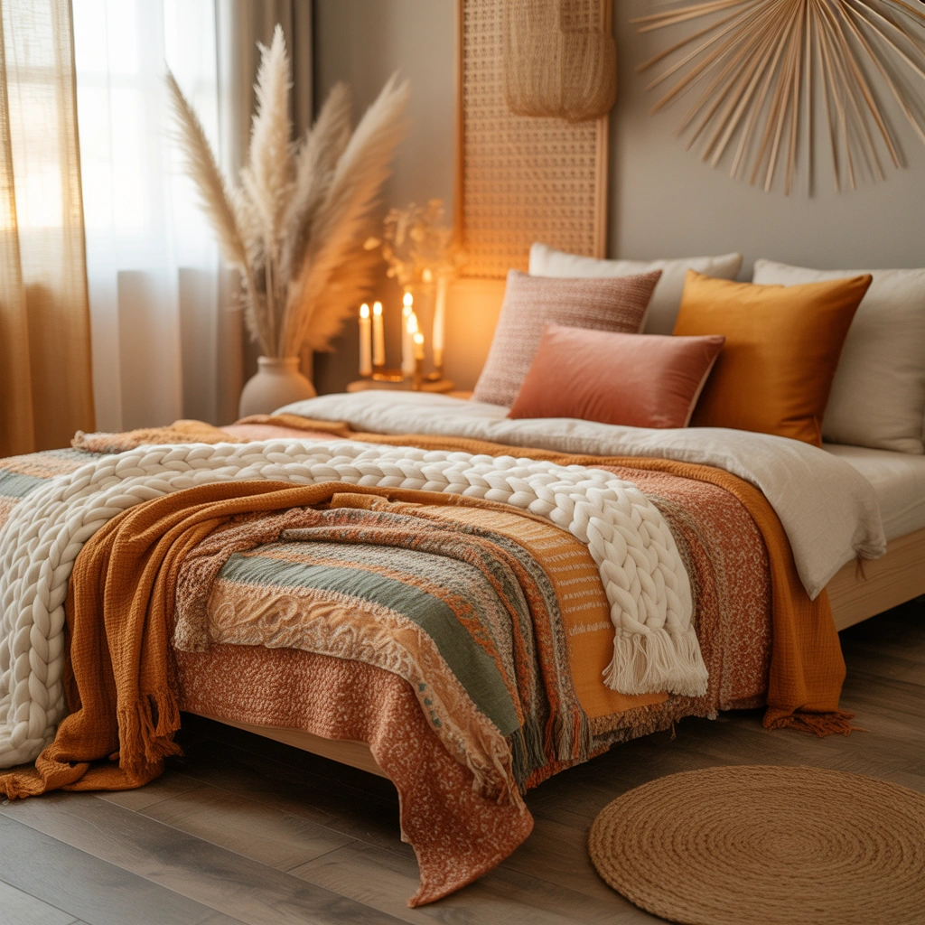 Layer Different Textiles for a Cozy Boho Look