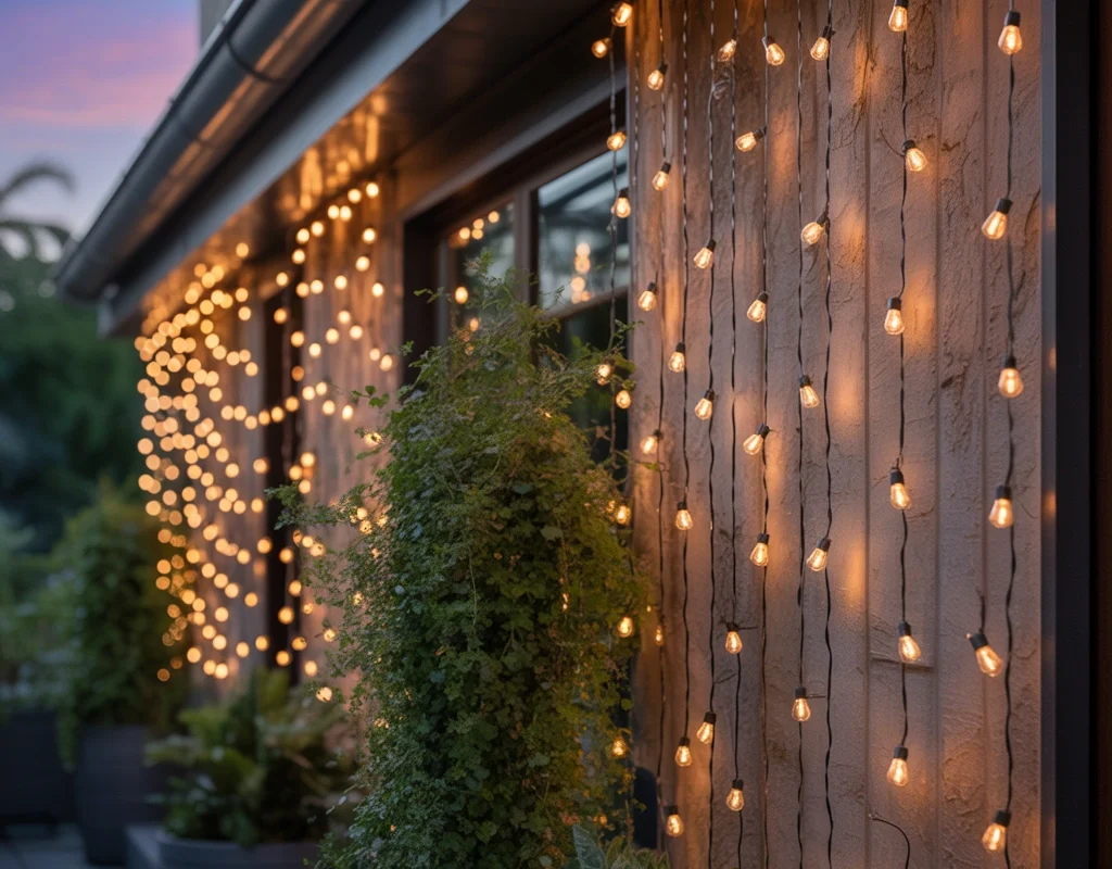 Use Outdoor String Lights as Wall Decor