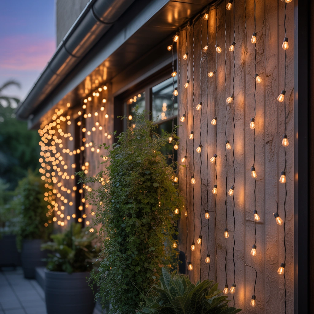 Use Outdoor String Lights as Wall Decor