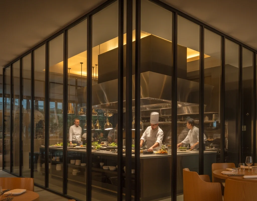 Use a Glass Walled Open Kitchen
