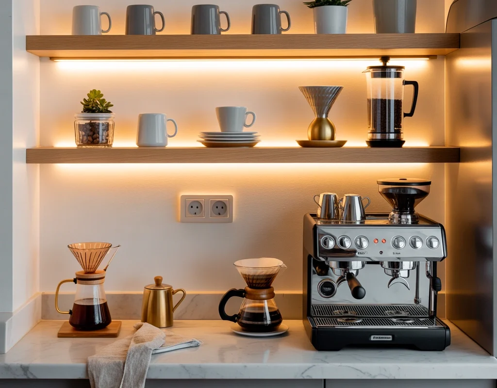 Add Floating Shelves Above Your Coffee Station