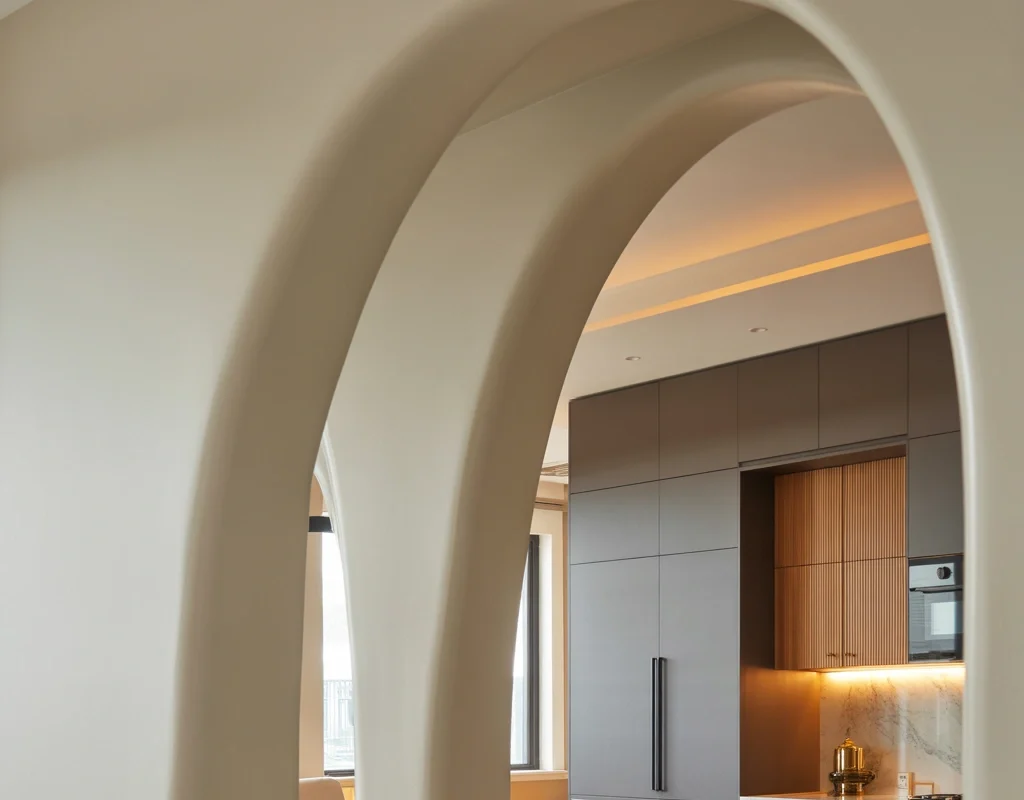 Arched Semi Open Kitchen Entrance
