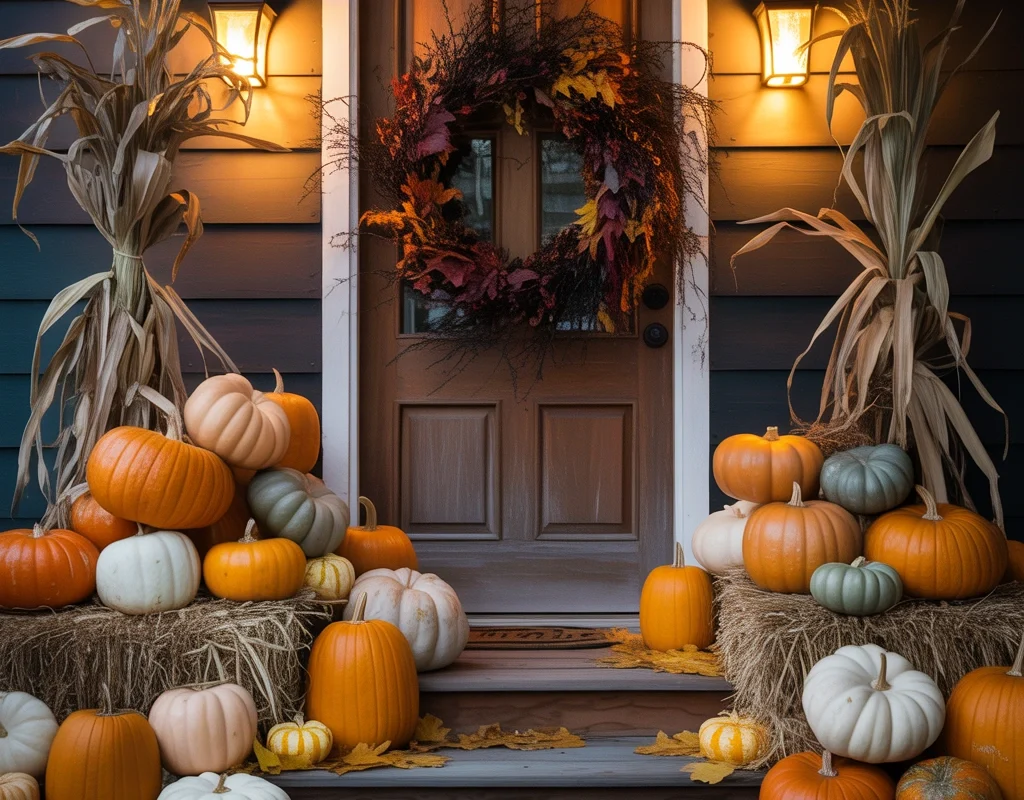 Classic Pumpkin Porch and Door Display