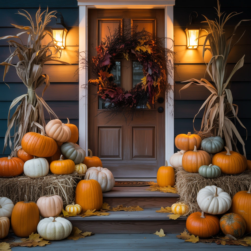 Classic Pumpkin Porch and Door Display