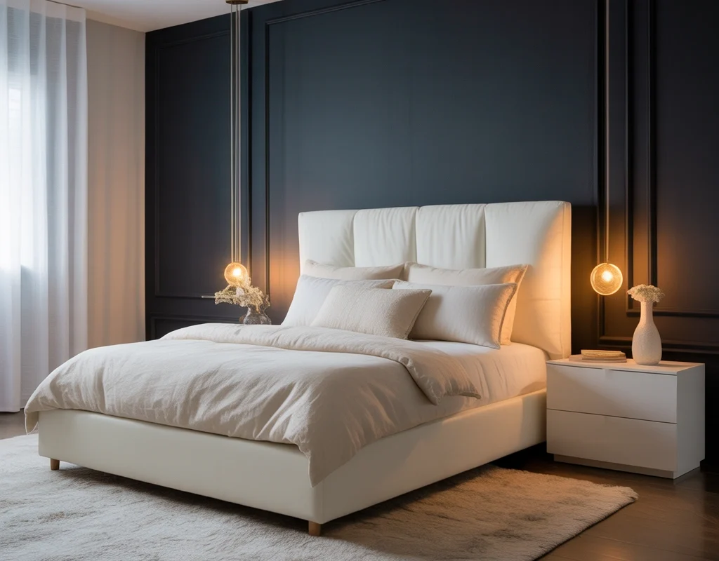 Combine White Furniture With a Dark Accent Wall