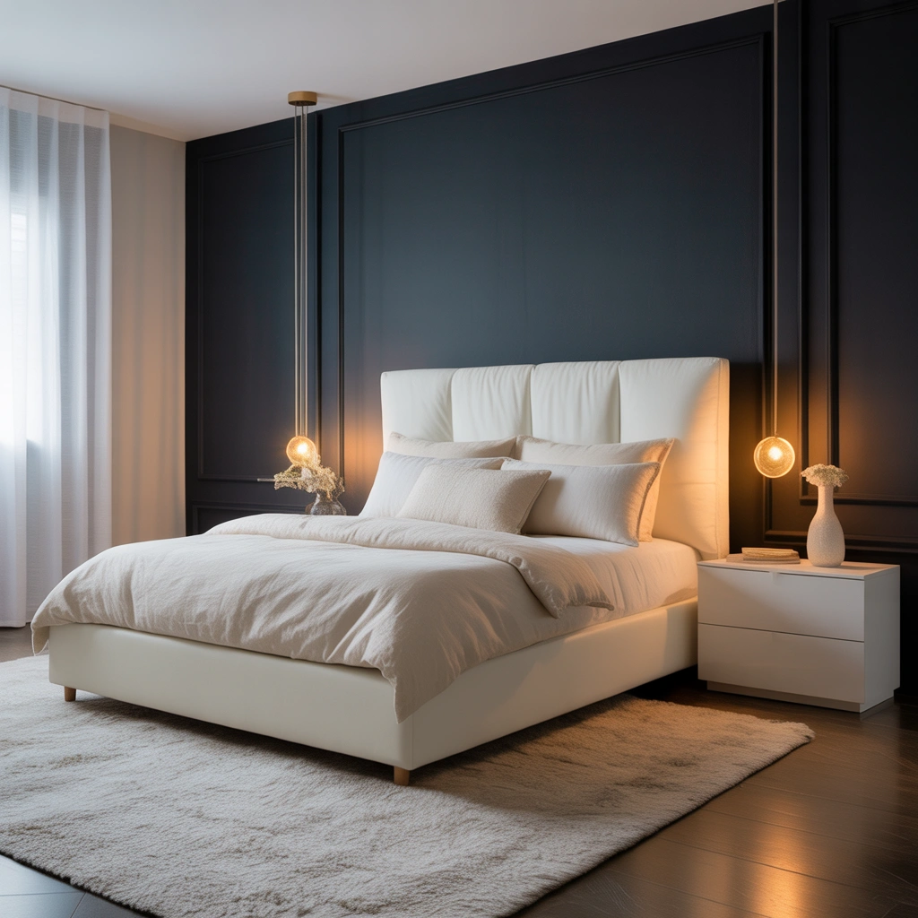 Combine White Furniture With a Dark Accent Wall