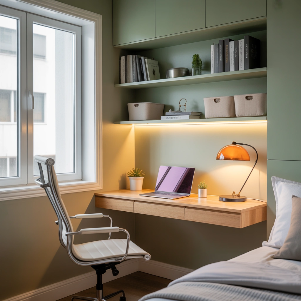 Create a Small Home Office in a Bedroom Corner
