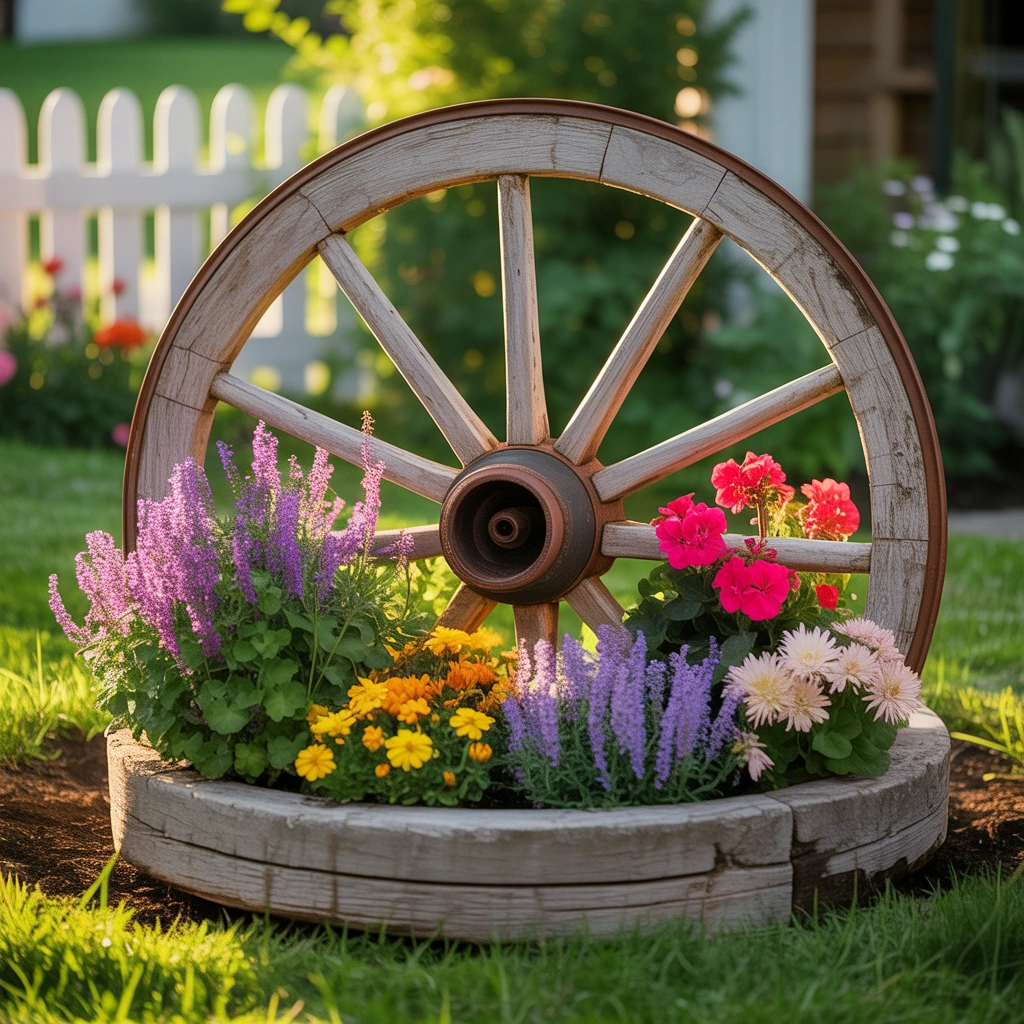 Create a Wagon Wheel Flower Garden
