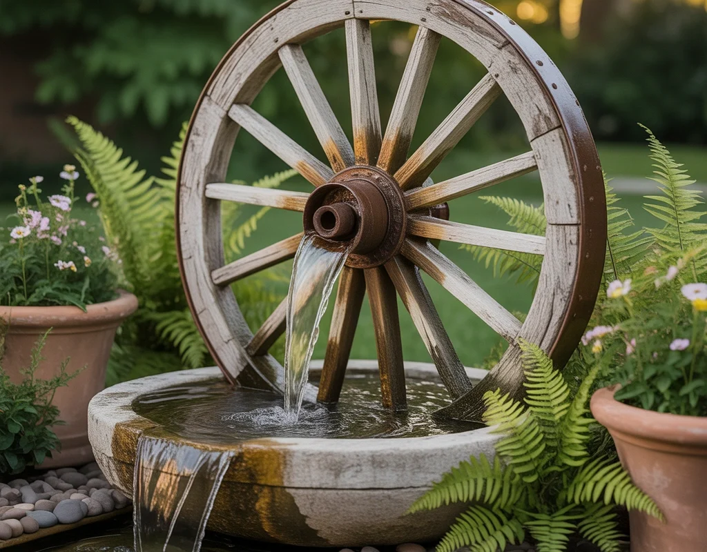 Create a Wagon Wheel Water Feature