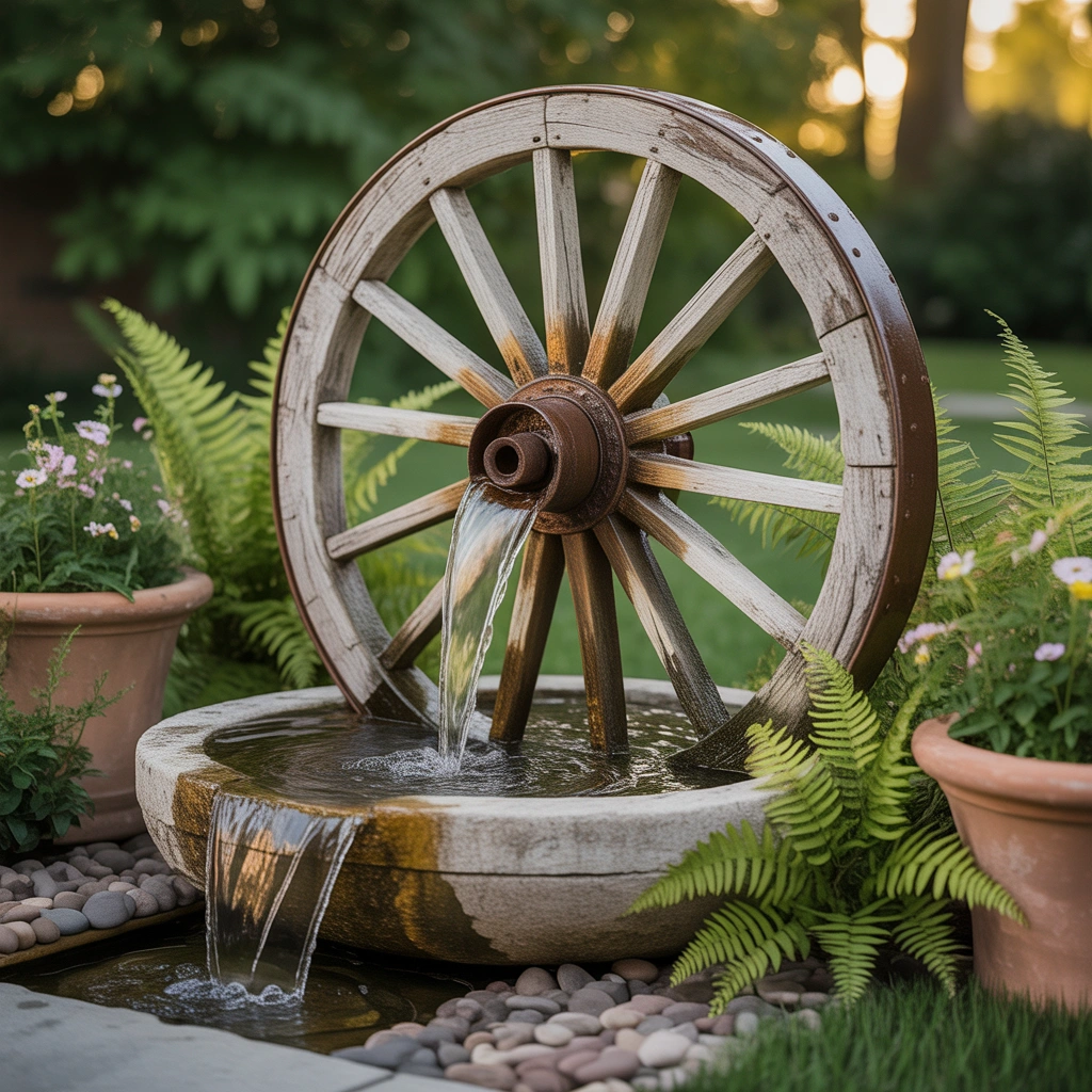 Create a Wagon Wheel Water Feature