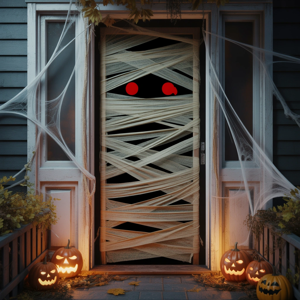 Creepy Mummy Wrapped Door