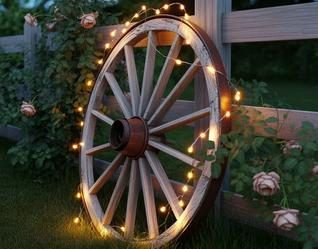 Decorate a Wagon Wheel with Solar Lights