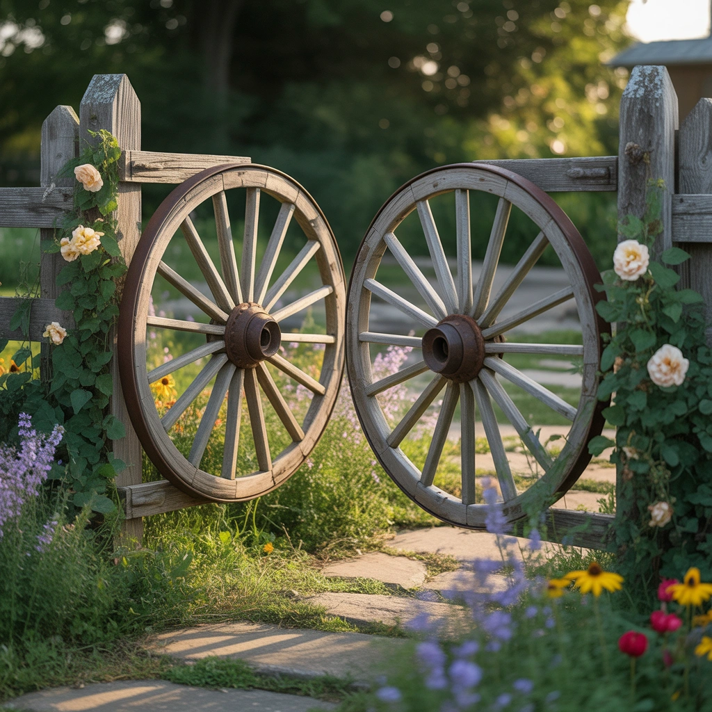 Design a Rustic Wagon Wheel Garden Gate