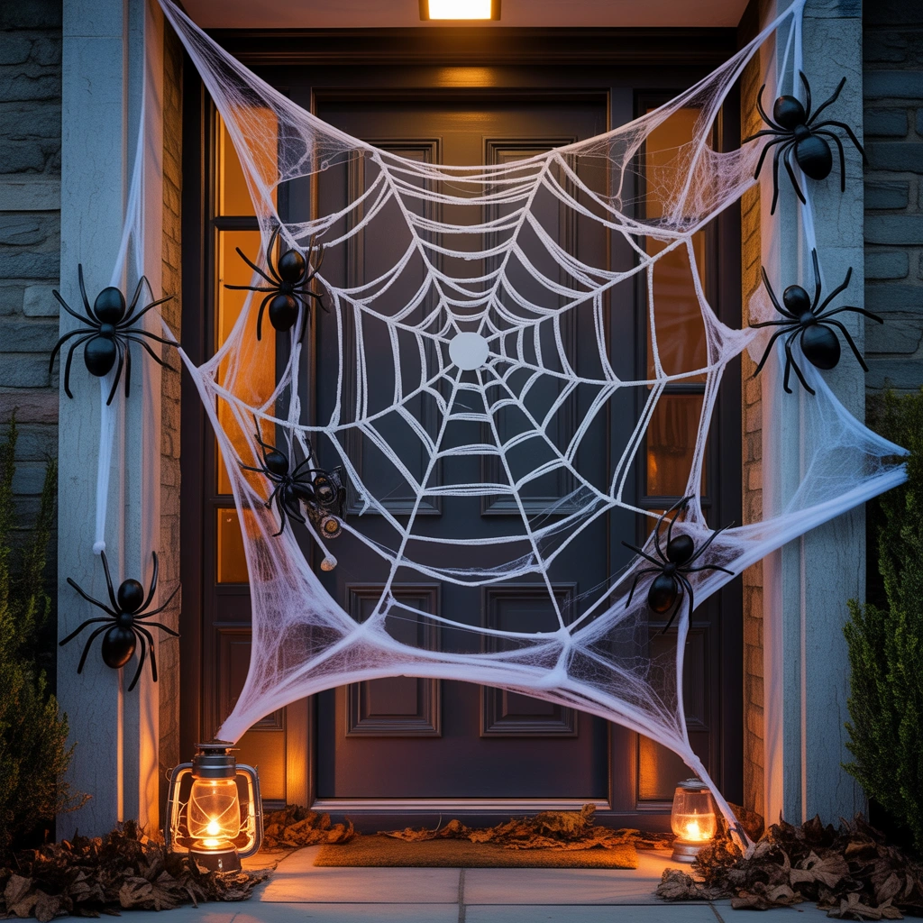 Giant Spider Web Halloween Door