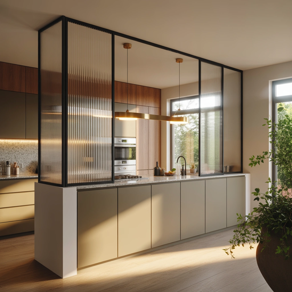 Glass Partition Semi Open Kitchen