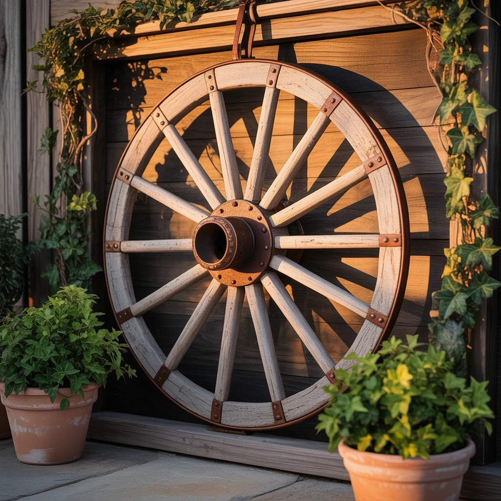 Hang a Wagon Wheel on an Outdoor Wall