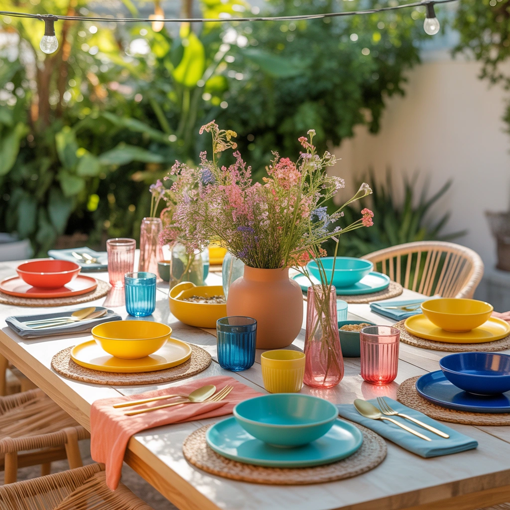 Incorporate Colorful Outdoor Dinnerware