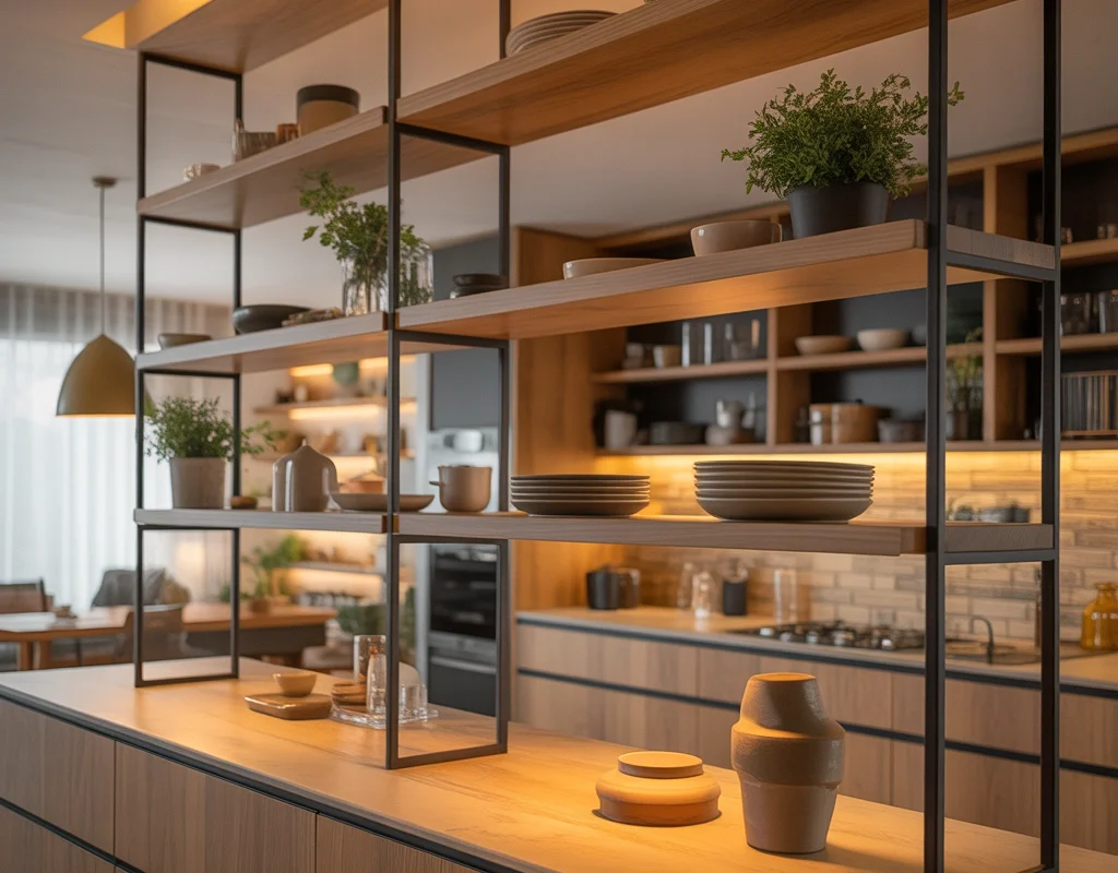 Open Shelving as a Kitchen Divider