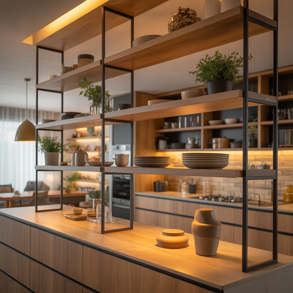 Open Shelving as a Kitchen Divider
