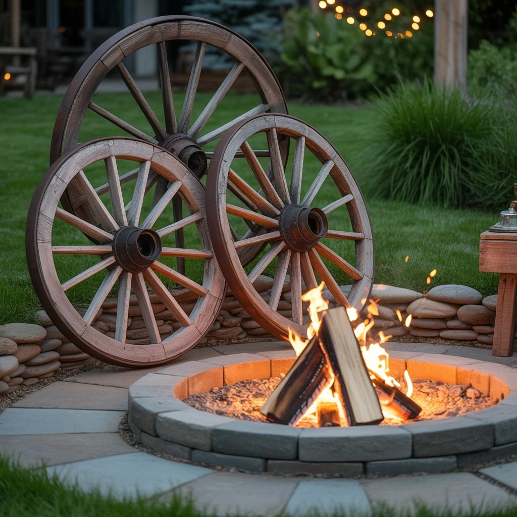 Place Wagon Wheels Around a Fire Pit