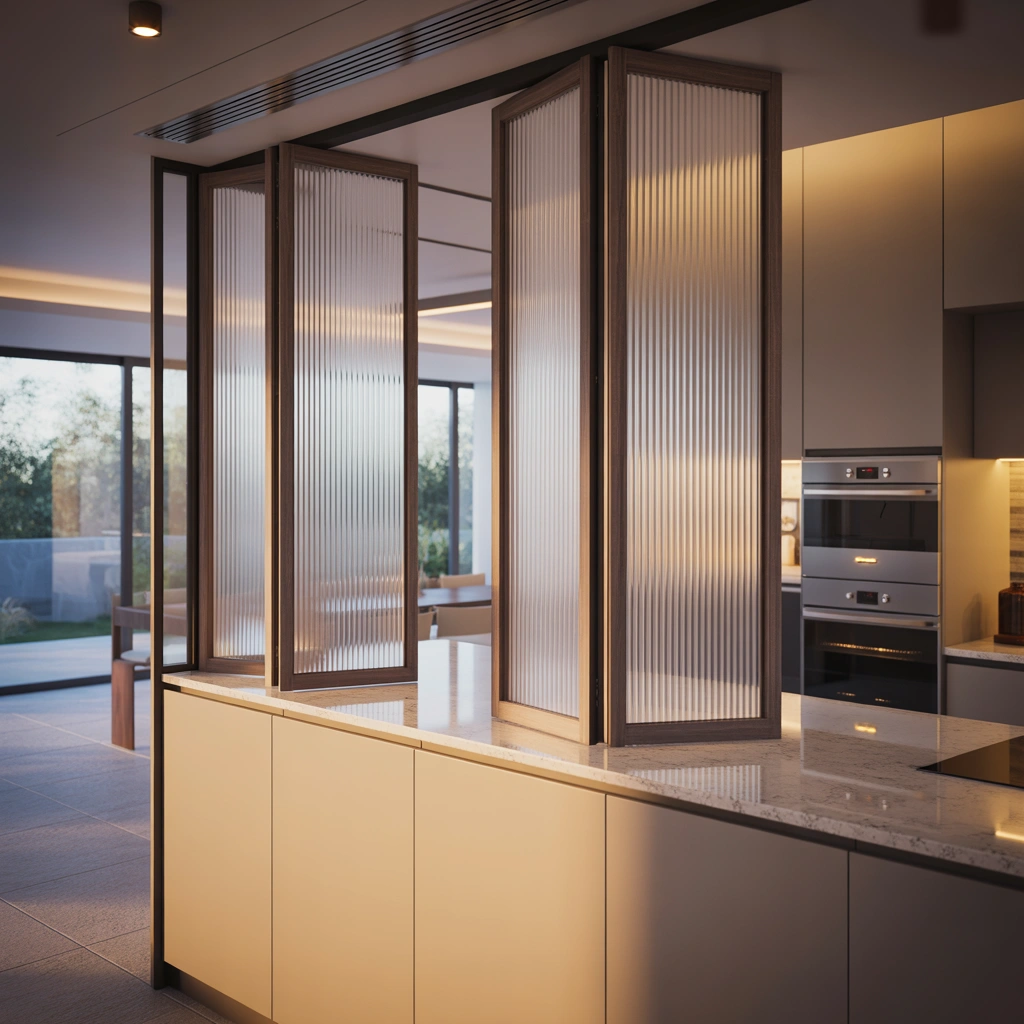 Semi Open Kitchen With Foldable Panels