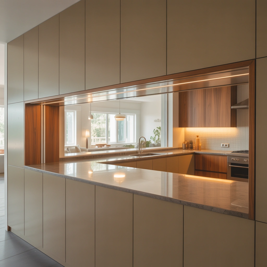 Semi Open Kitchen With a Serving Window