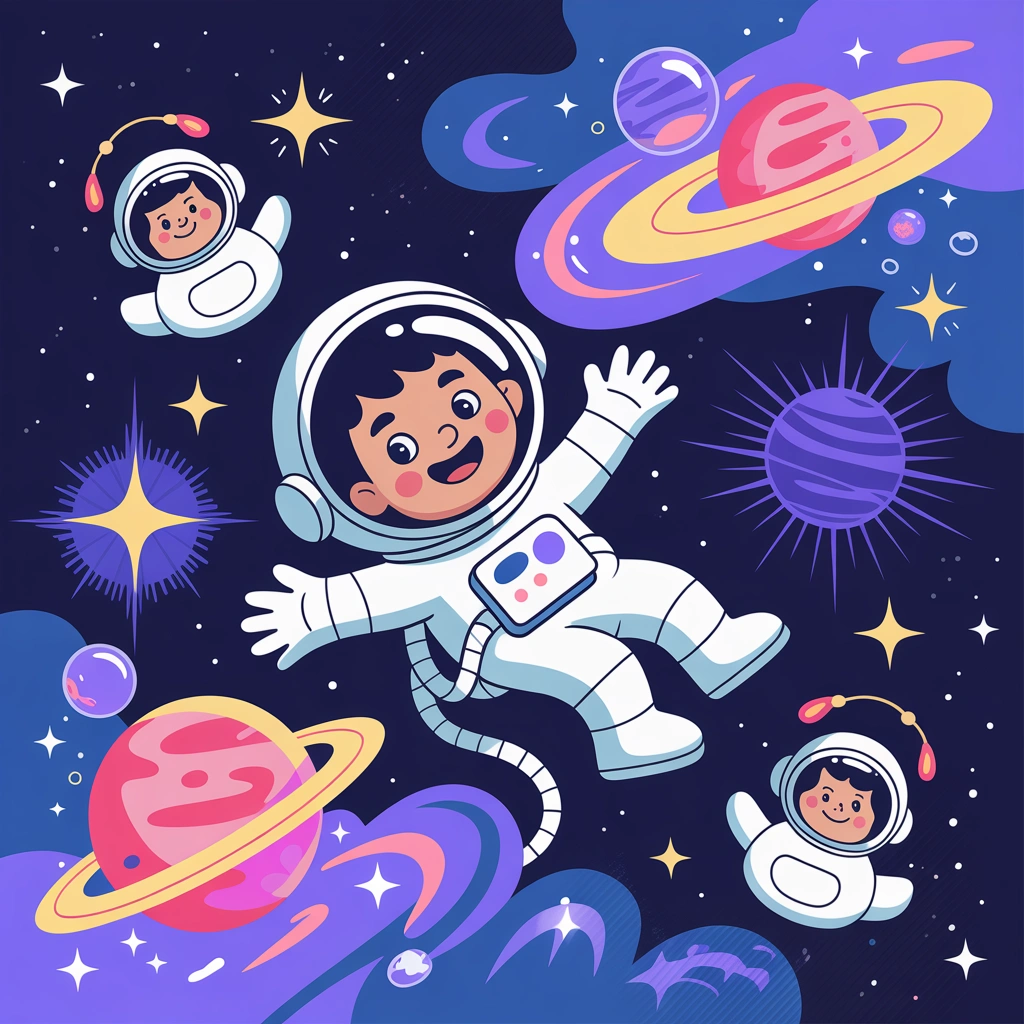 Space and Astronaut Bathroom Art