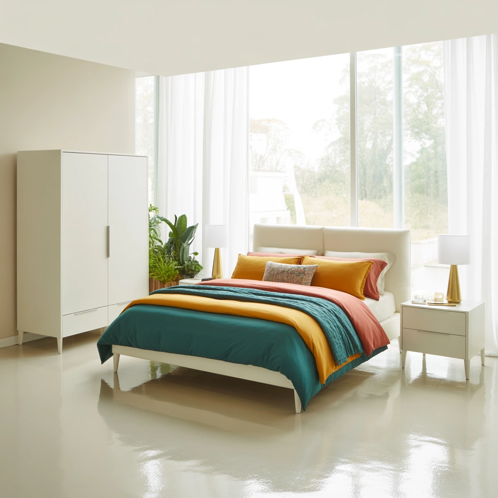 Style White Furniture With Colorful Bedding