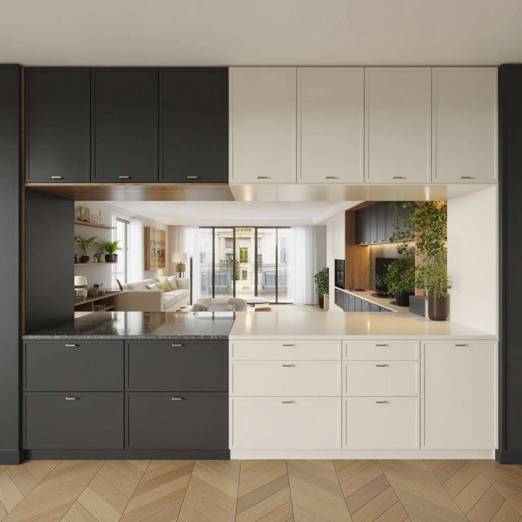 Two Tone Semi Open Kitchen