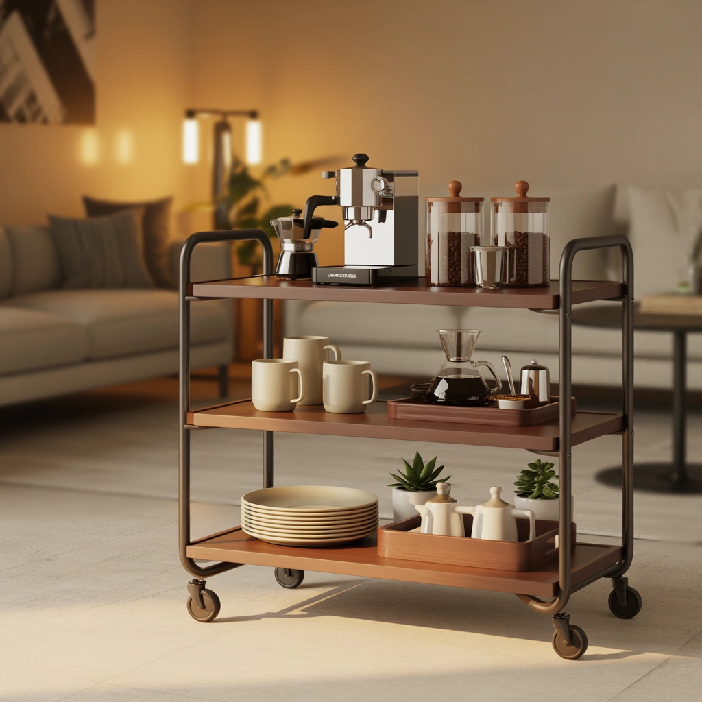 Use a Rolling Cart for a Flexible Home Coffee Bar