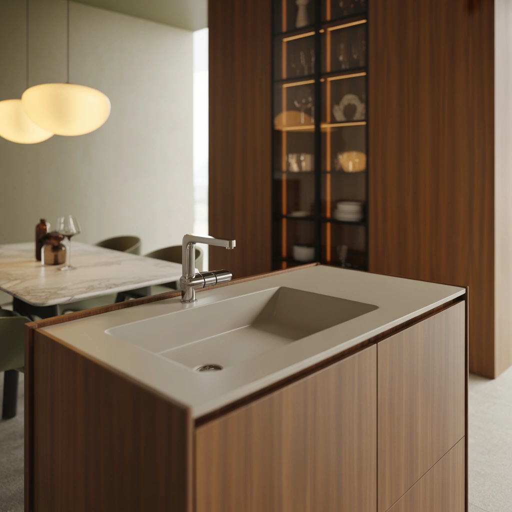 Wash Basin Integrated into a Dining Storage Unit