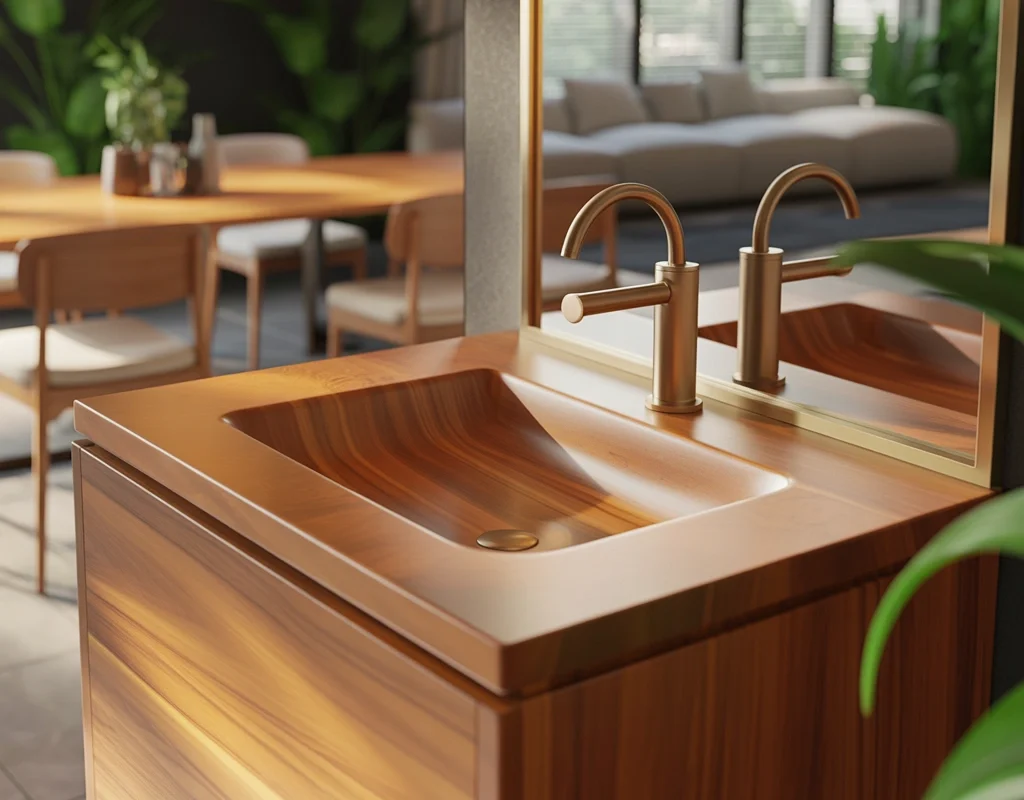 Wooden Vanity with a Natural and Warm Appearance