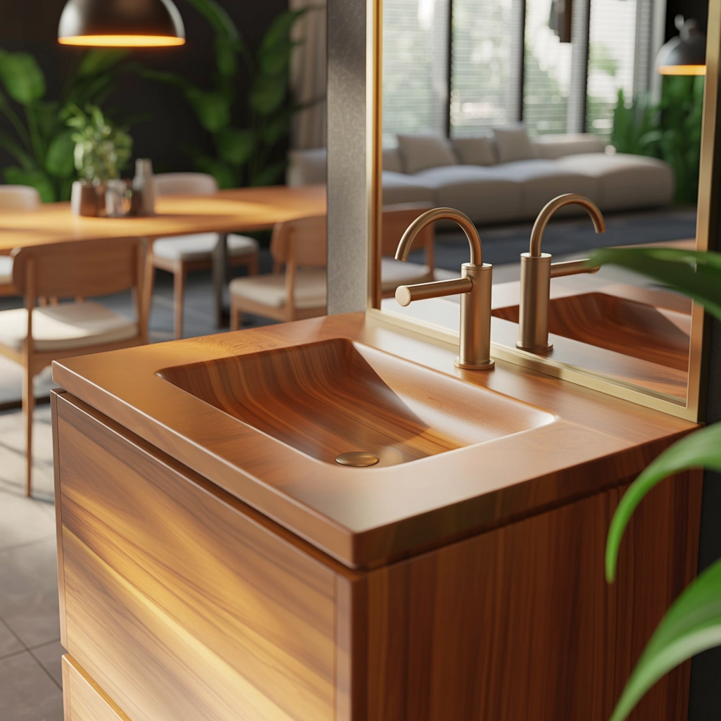 Wooden Vanity with a Natural and Warm Appearance